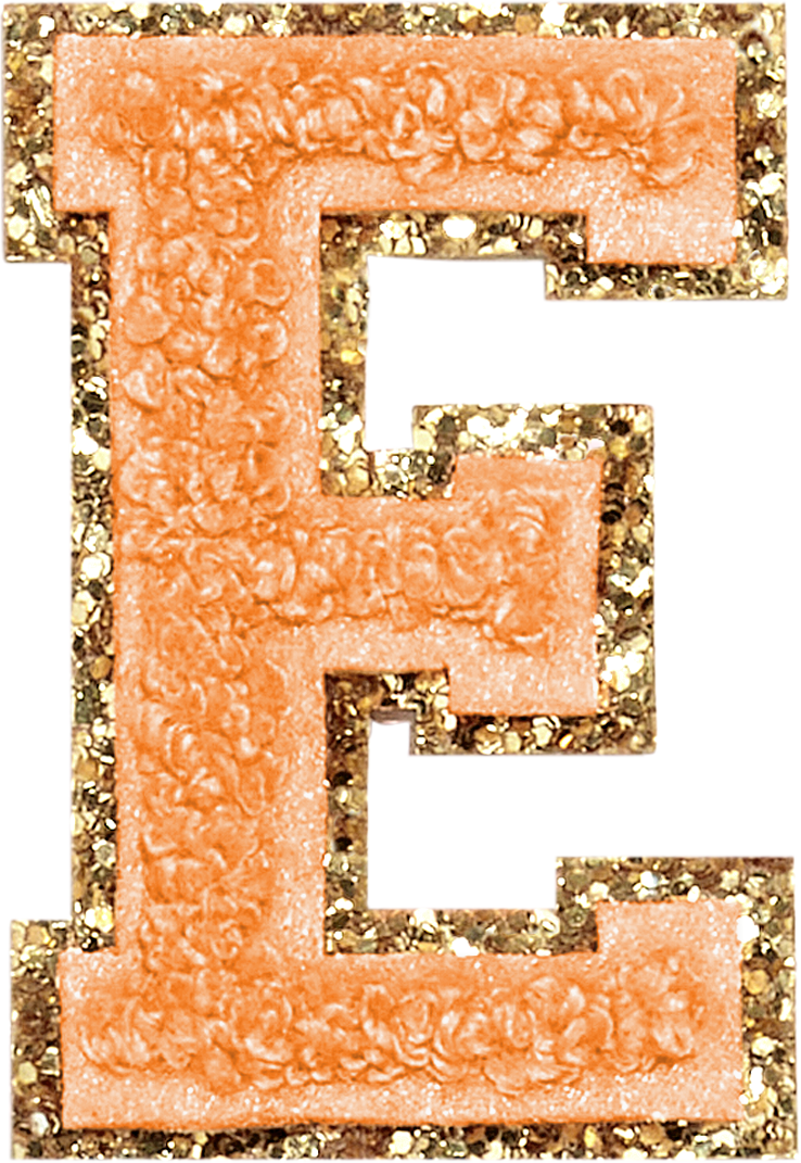 Peach Glitter Varsity Letter Patches