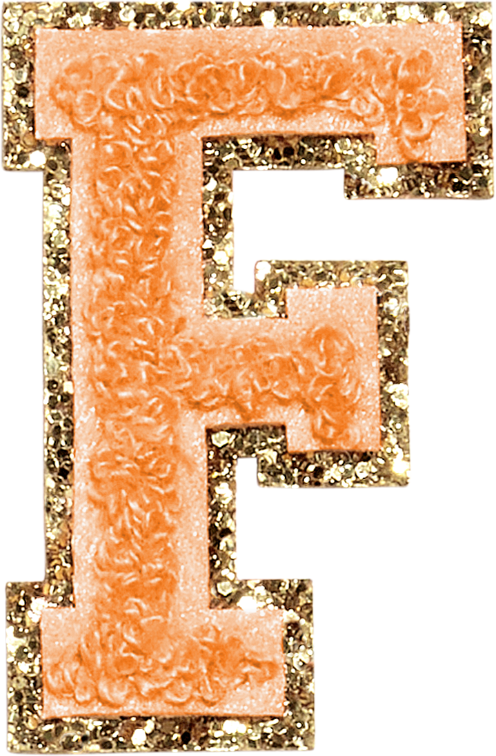 Peach Glitter Varsity Letter Patches