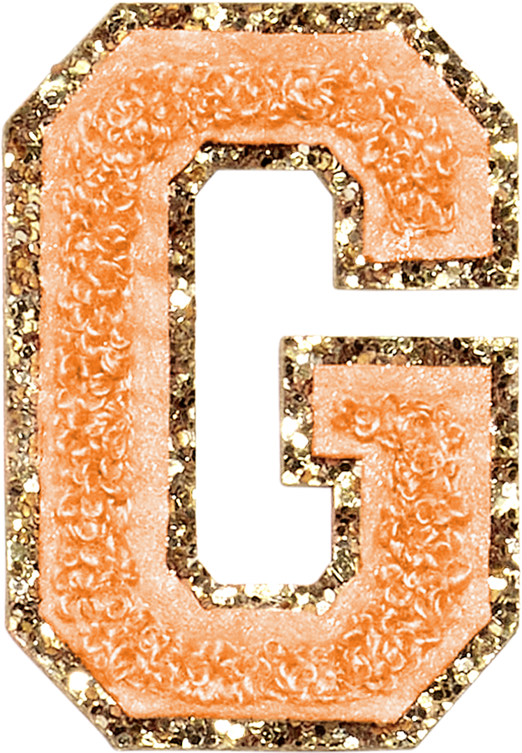 Peach Glitter Varsity Letter Patches