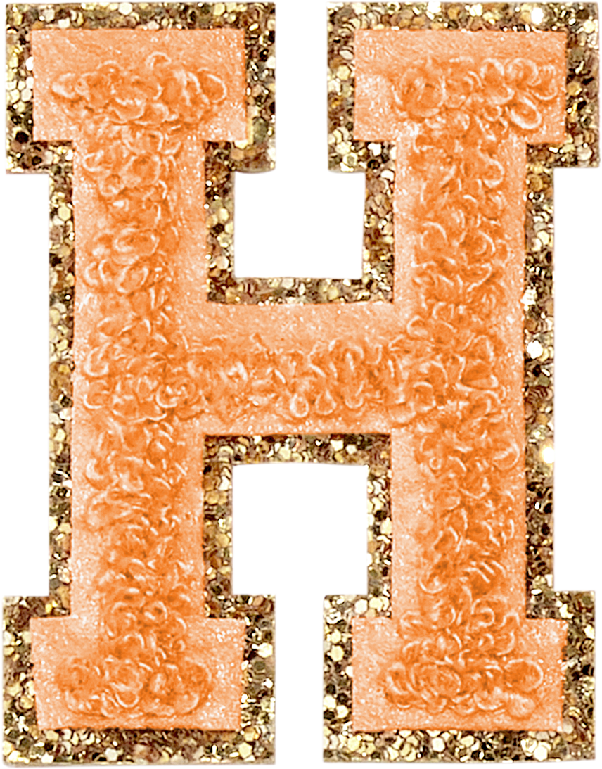 Peach Glitter Varsity Letter Patches
