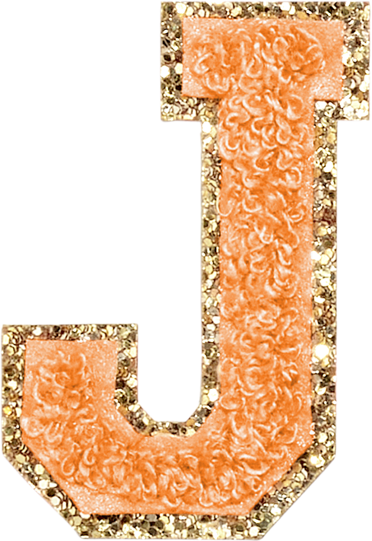 Peach Glitter Varsity Letter Patches