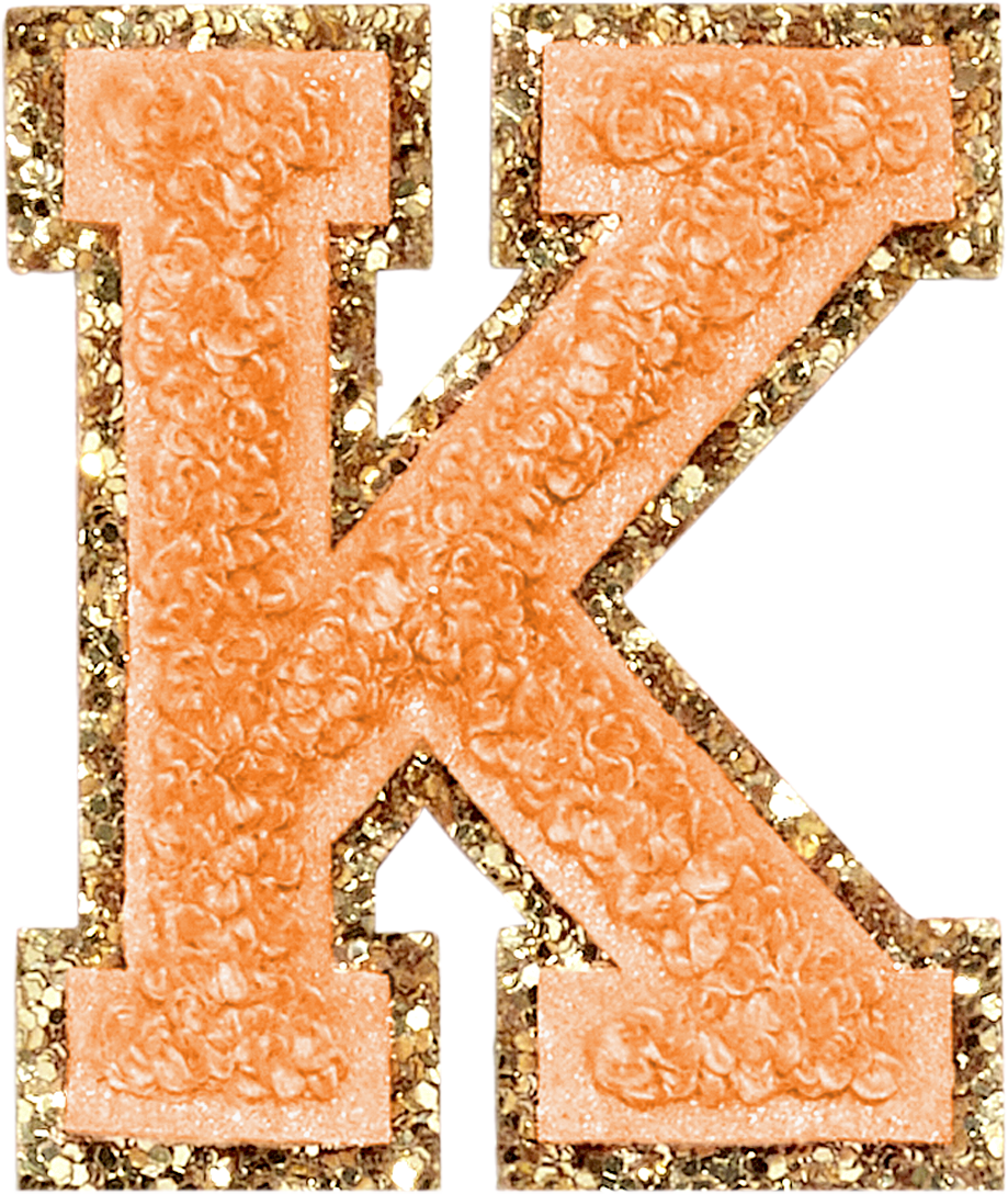 Peach Glitter Varsity Letter Patches