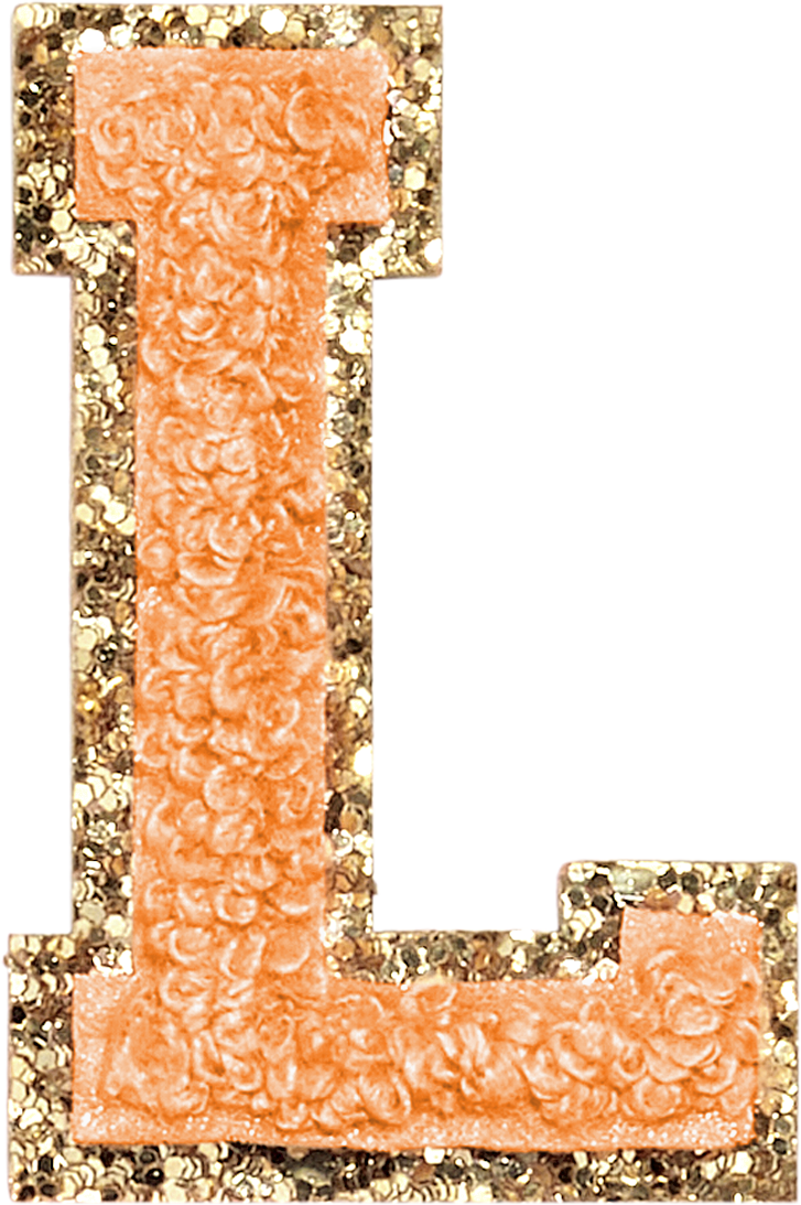 Peach Glitter Varsity Letter Patches