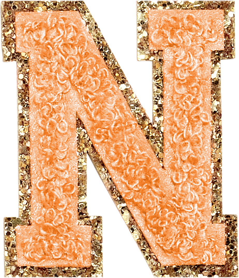 Peach Glitter Varsity Letter Patches