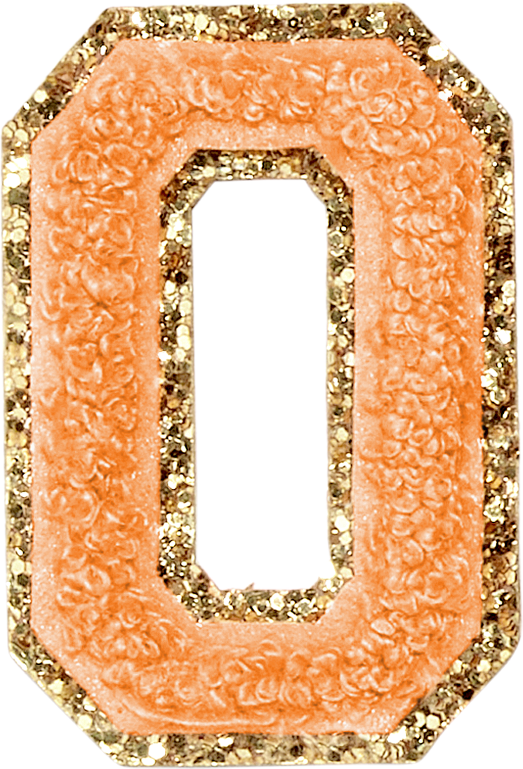 Peach Glitter Varsity Letter Patches