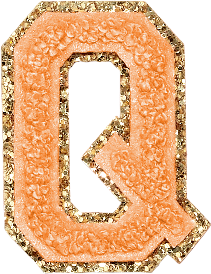 Peach Glitter Varsity Letter Patches