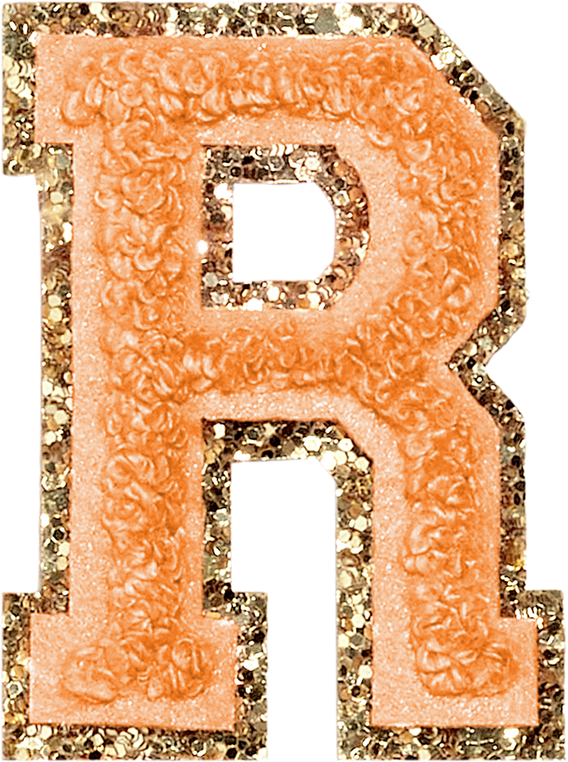 Peach Glitter Varsity Letter Patches