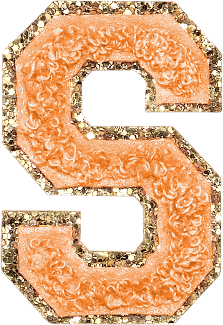 Peach Glitter Varsity Letter Patches