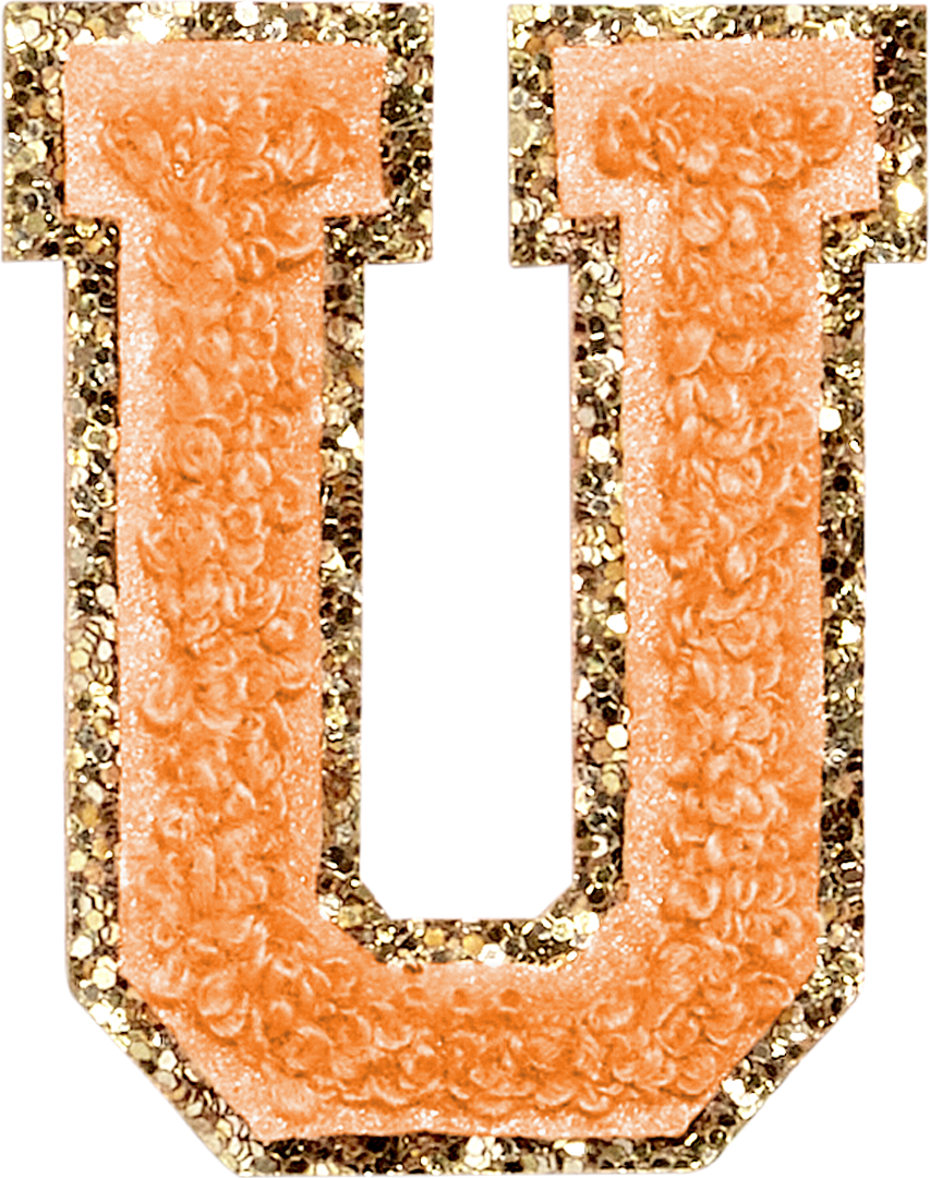Peach Glitter Varsity Letter Patches