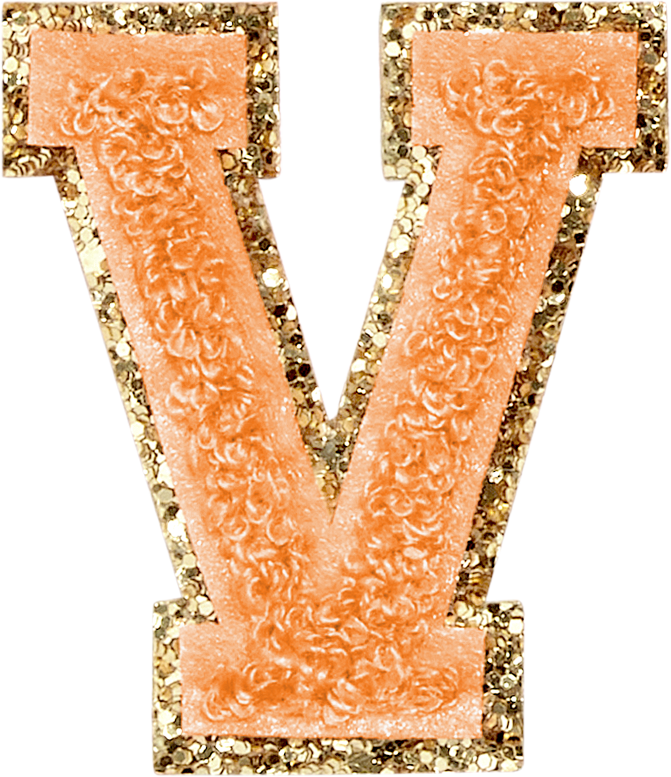 Peach Glitter Varsity Letter Patches