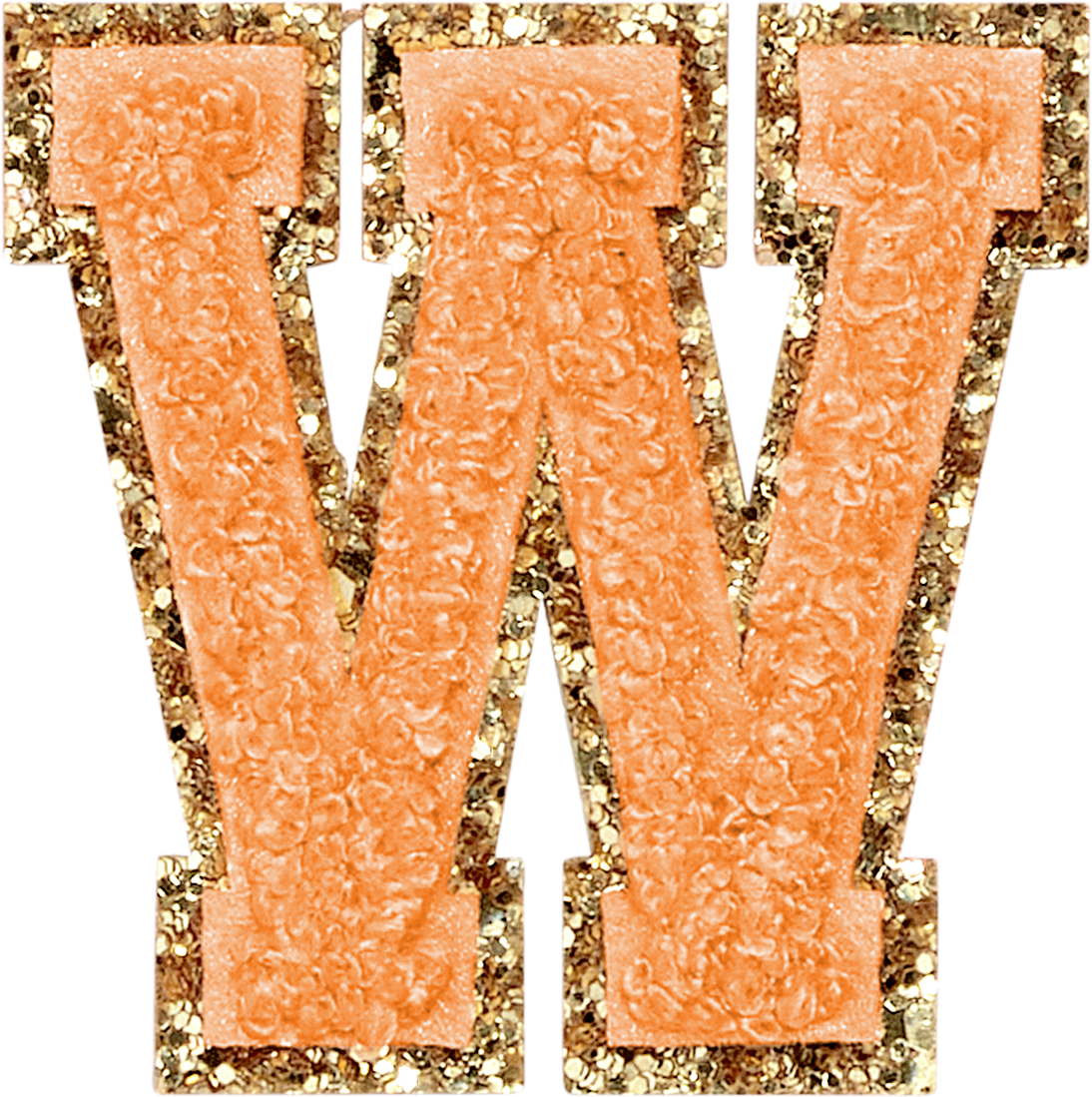 Peach Glitter Varsity Letter Patches