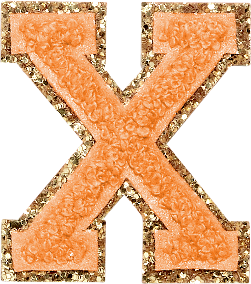 Peach Glitter Varsity Letter Patches