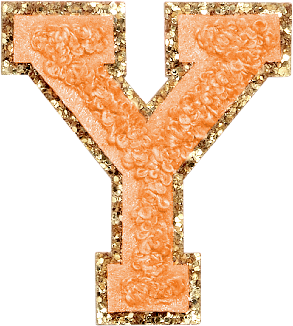 Peach Glitter Varsity Letter Patches