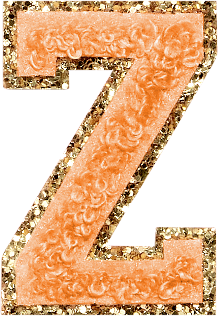Peach Glitter Varsity Letter Patches