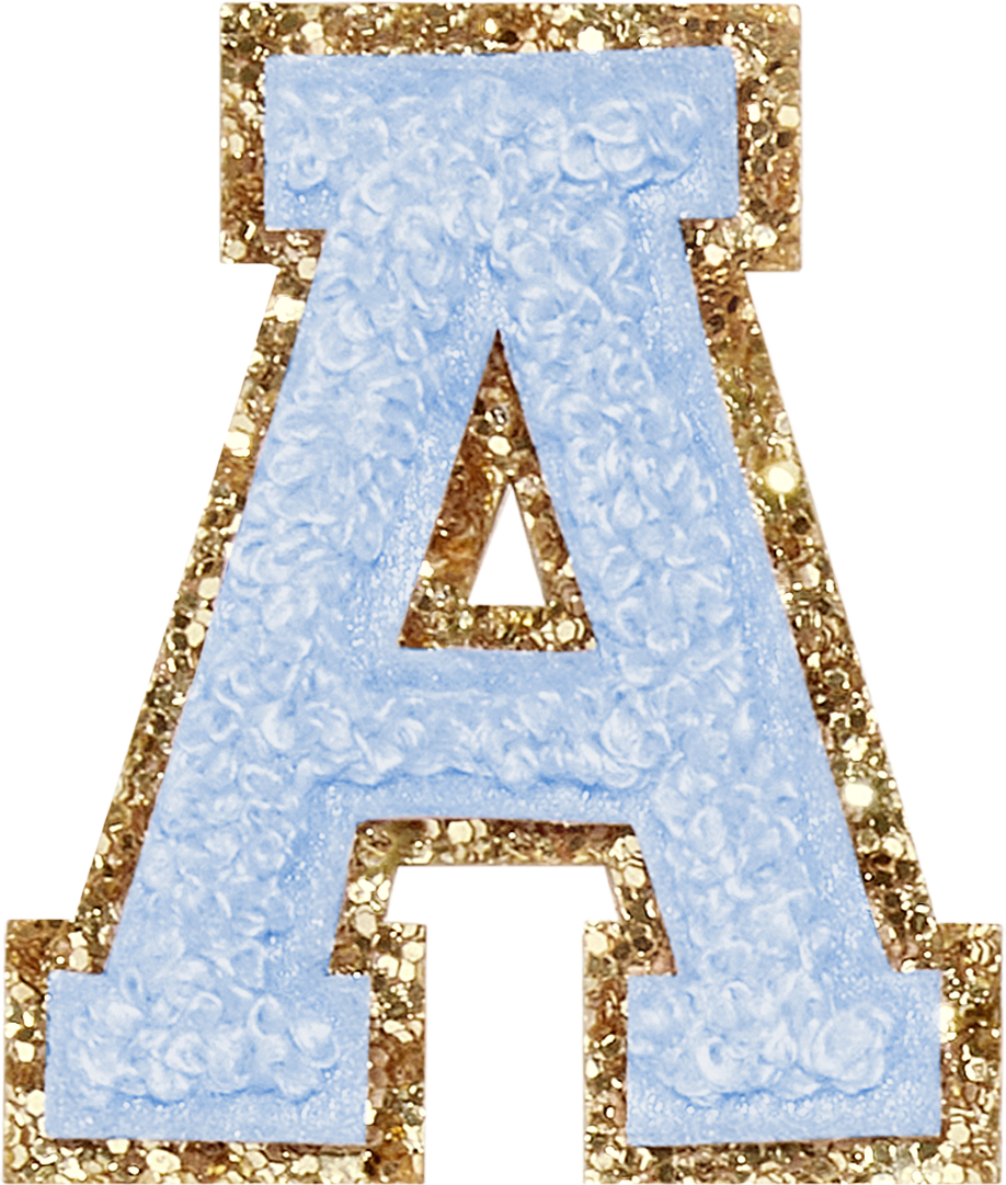 Periwinkle Glitter Varsity Letter Patches