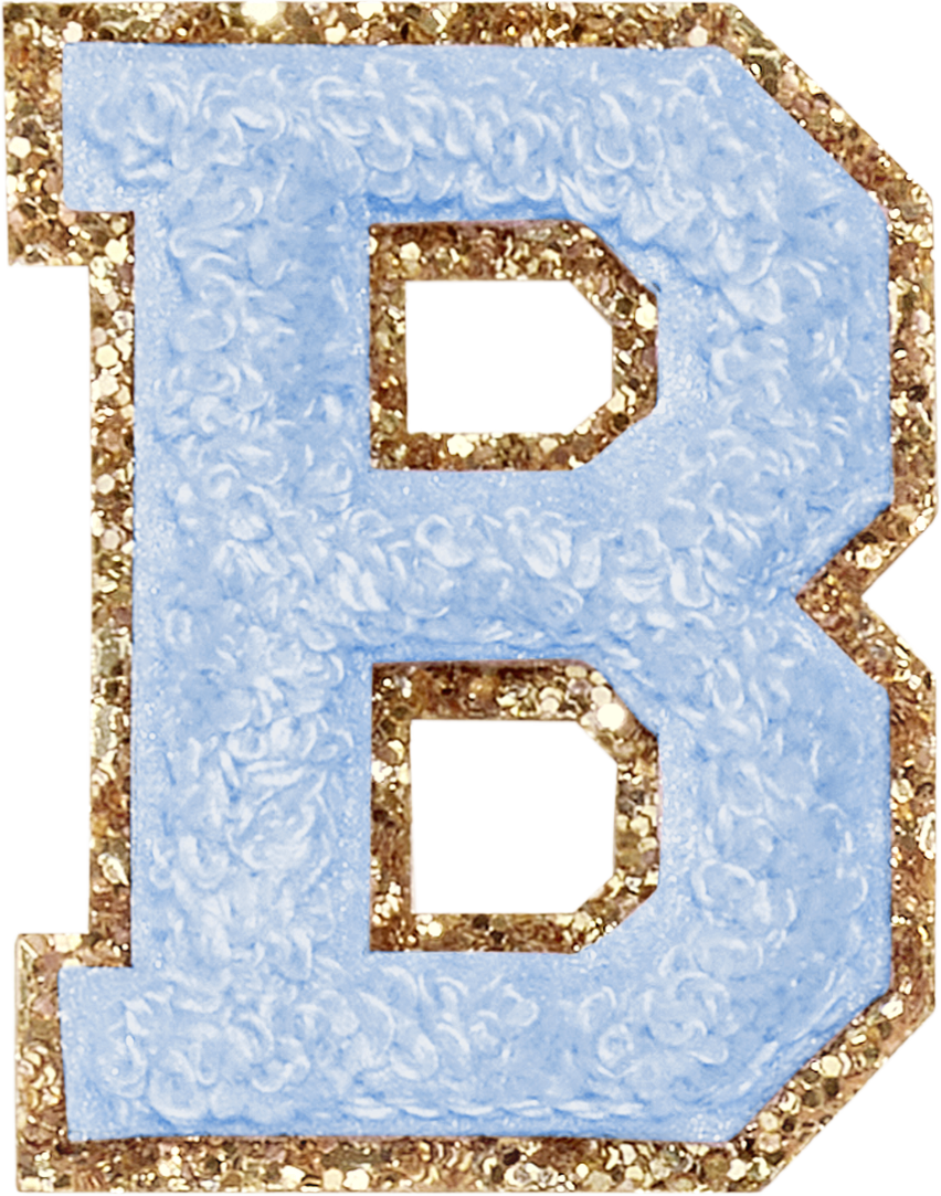 Periwinkle Glitter Varsity Letter Patches