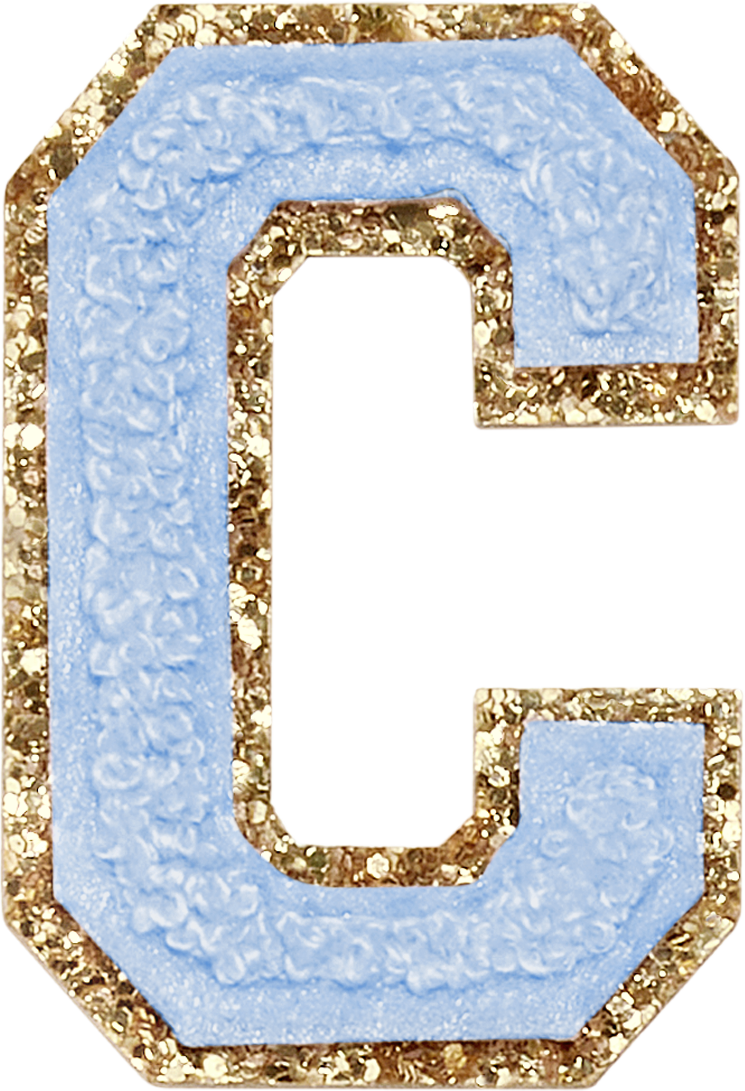 Periwinkle Glitter Varsity Letter Patches