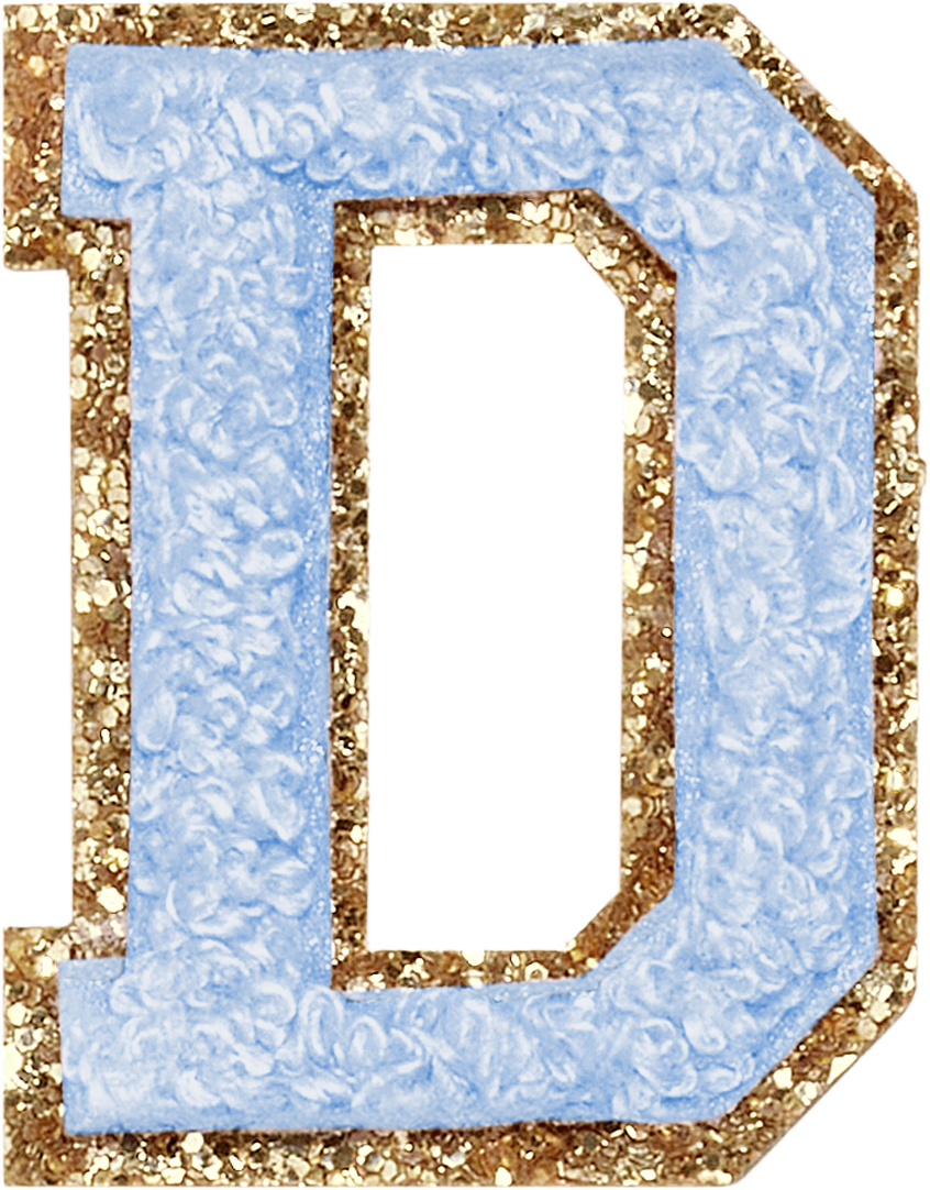 Periwinkle Glitter Varsity Letter Patches