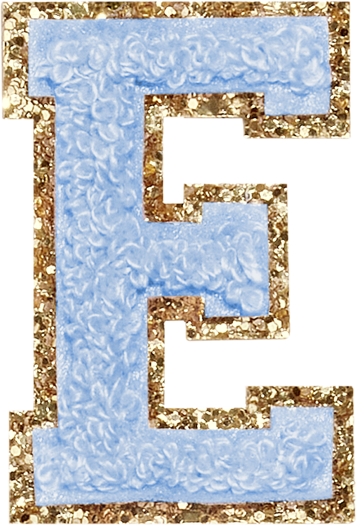 Periwinkle Glitter Varsity Letter Patches