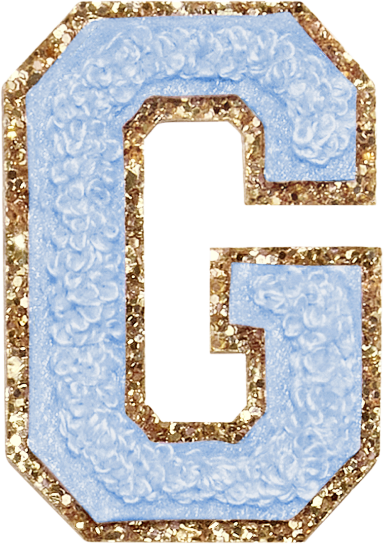 Periwinkle Glitter Varsity Letter Patches