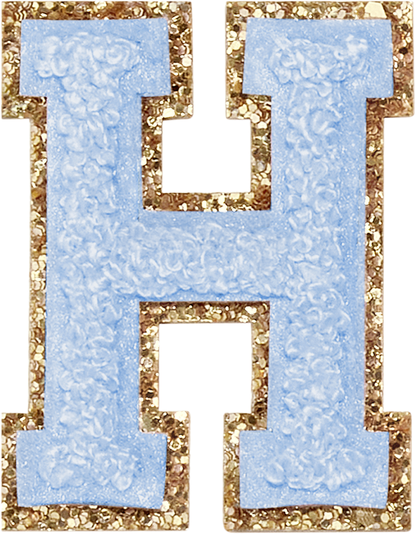 Periwinkle Glitter Varsity Letter Patches