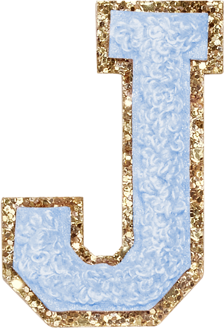 Periwinkle Glitter Varsity Letter Patches