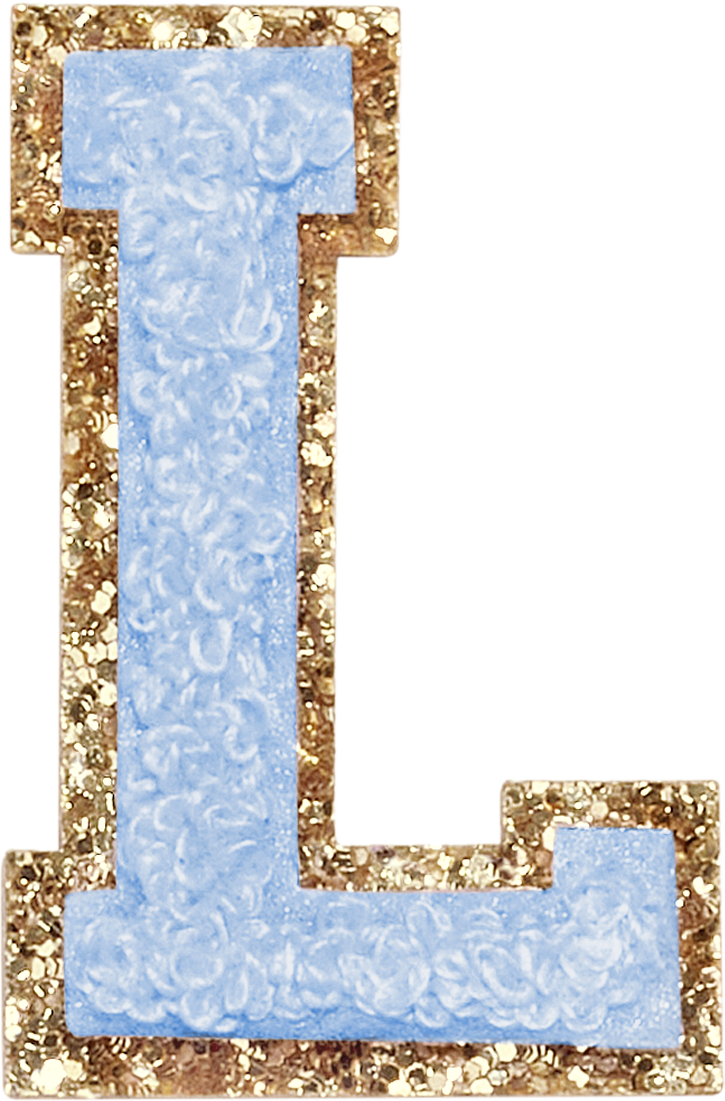 Periwinkle Glitter Varsity Letter Patches