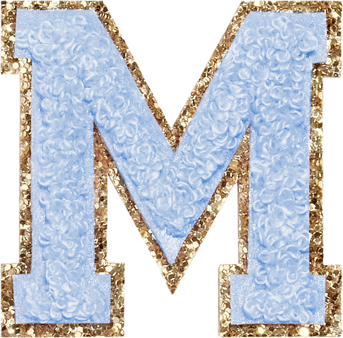 Periwinkle Glitter Varsity Letter Patches