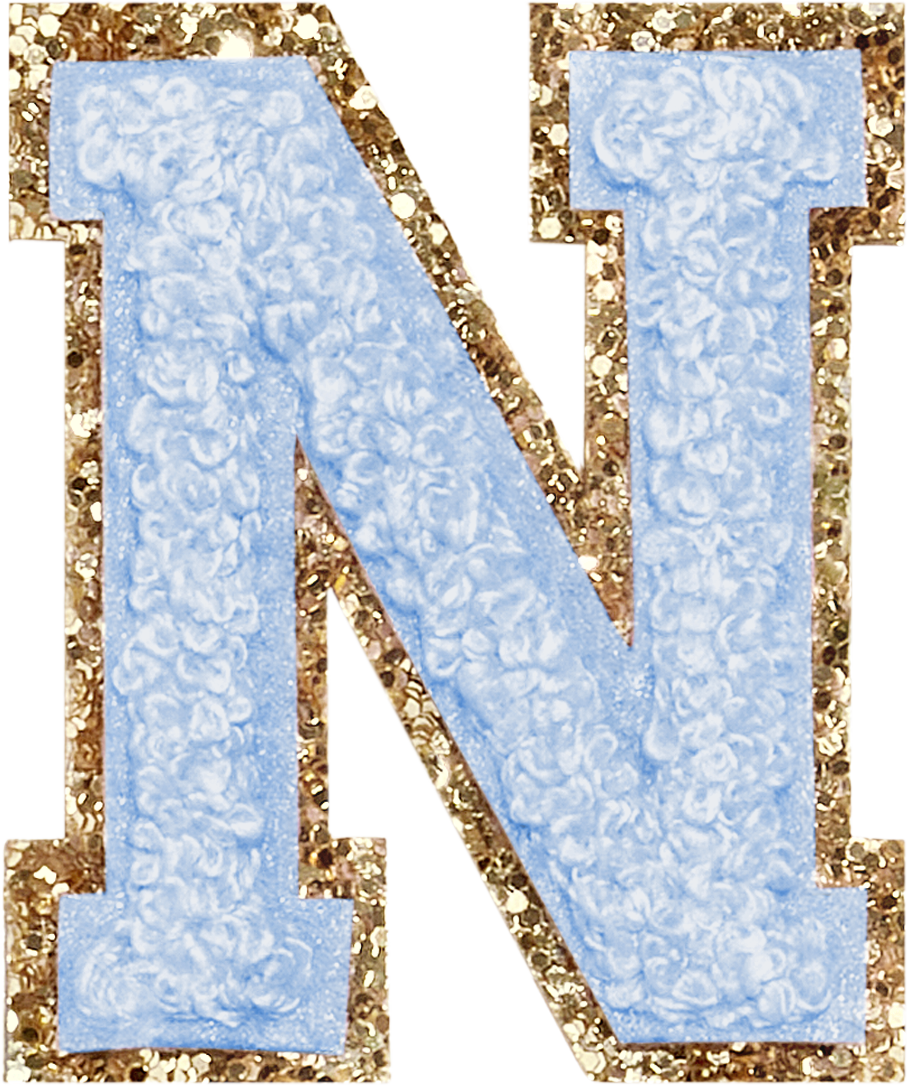Periwinkle Glitter Varsity Letter Patches