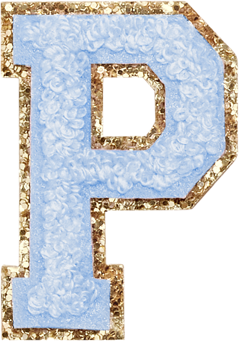Periwinkle Glitter Varsity Letter Patches