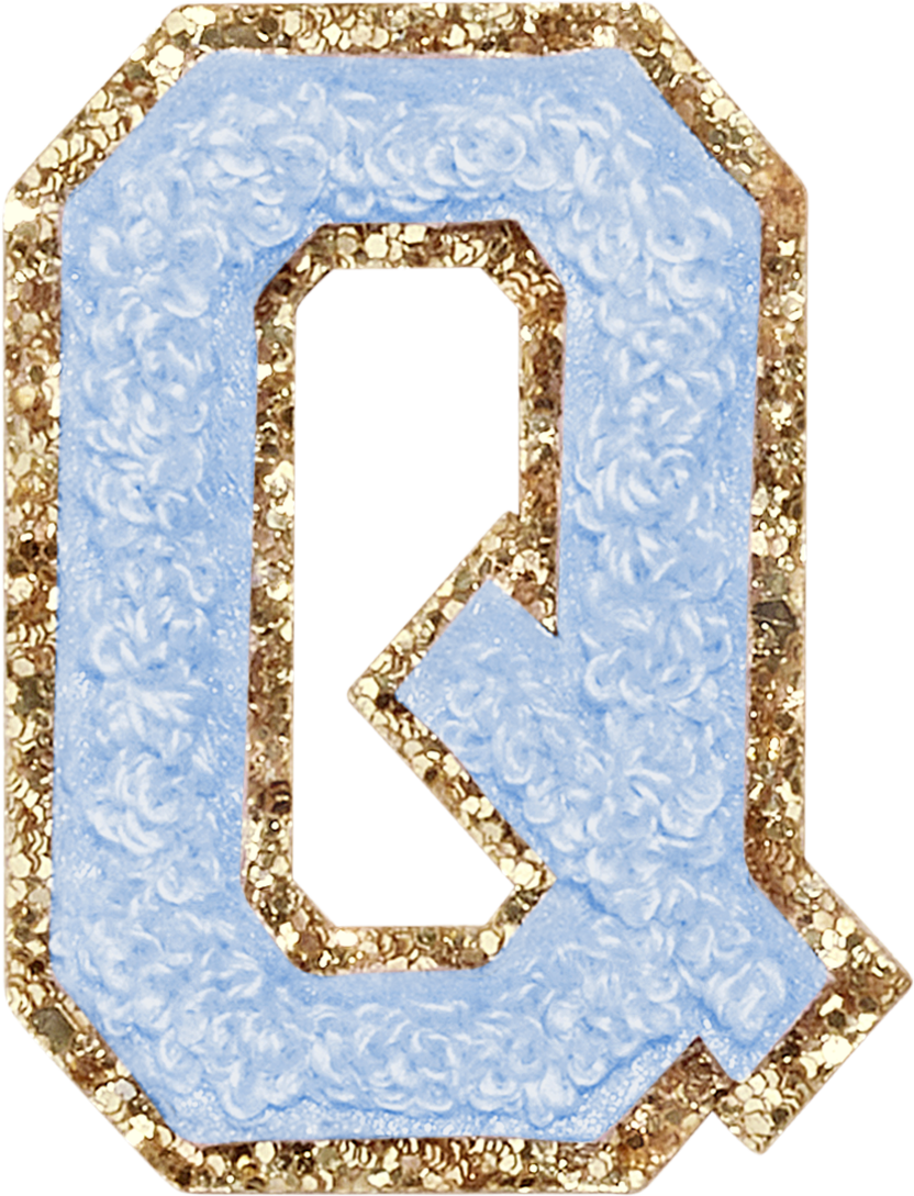 Periwinkle Glitter Varsity Letter Patches