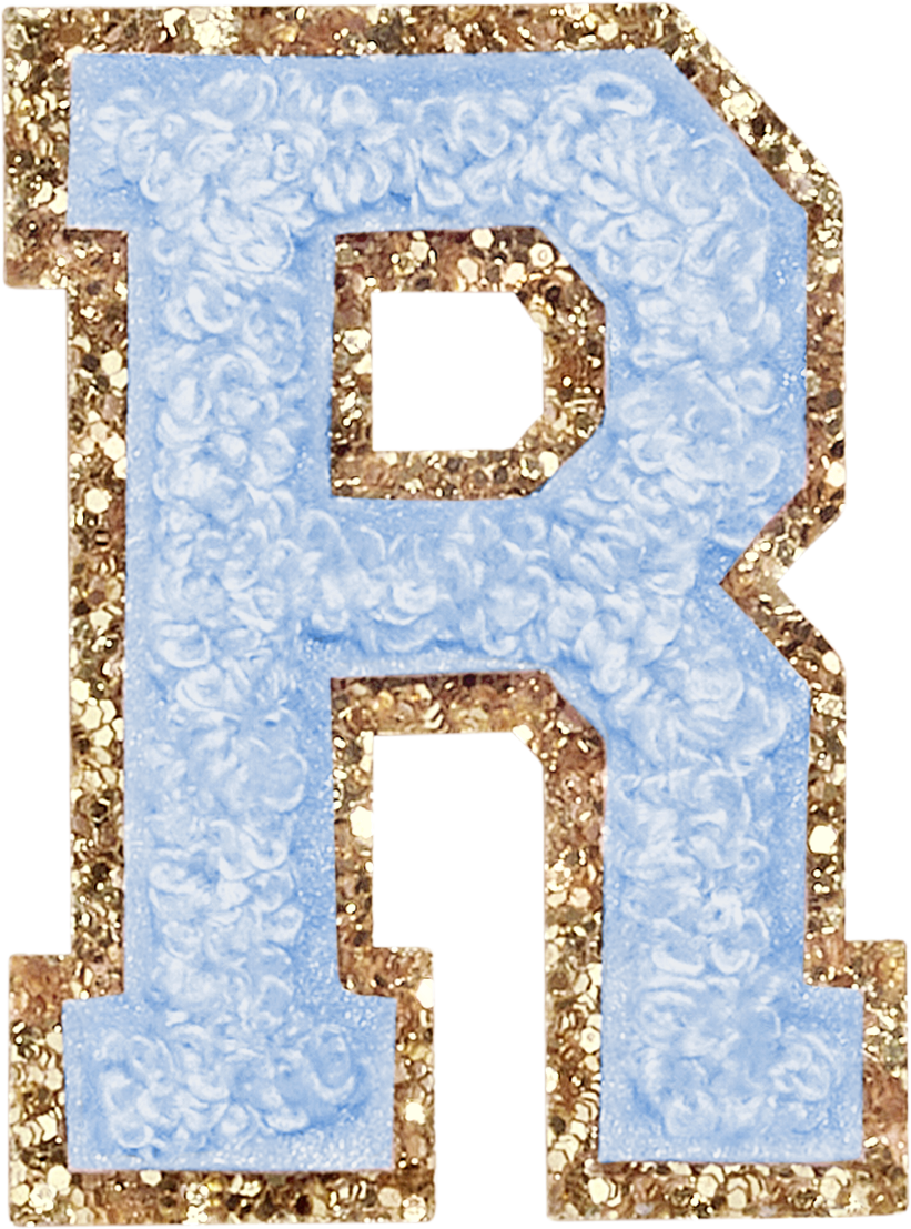 Periwinkle Glitter Varsity Letter Patches