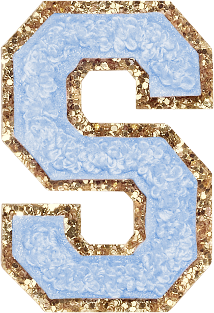 Periwinkle Glitter Varsity Letter Patches