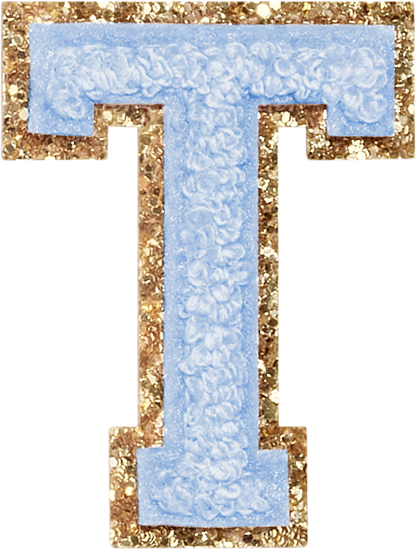 Periwinkle Glitter Varsity Letter Patches