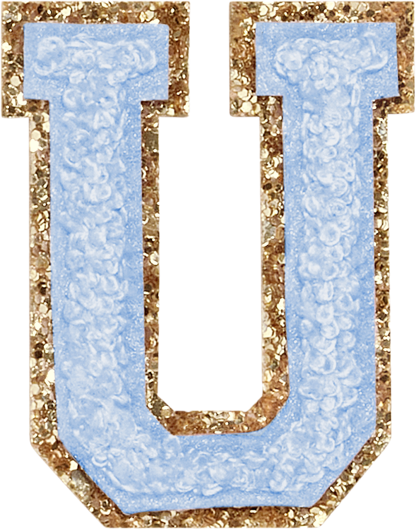 Periwinkle Glitter Varsity Letter Patches