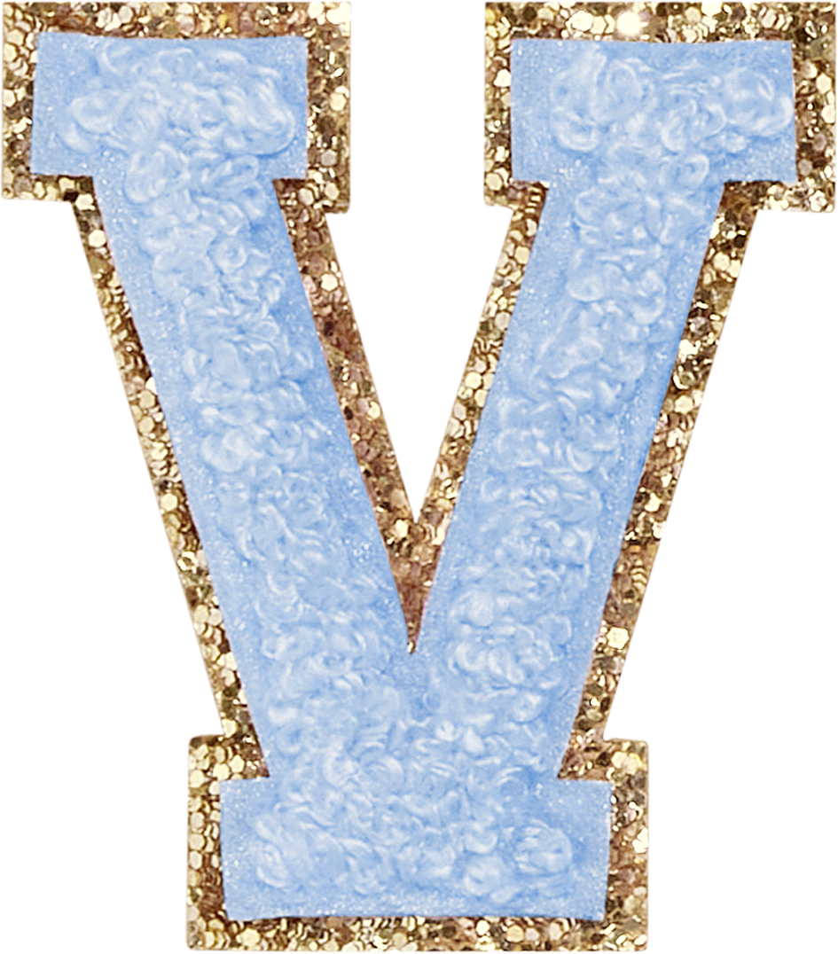 Periwinkle Glitter Varsity Letter Patches