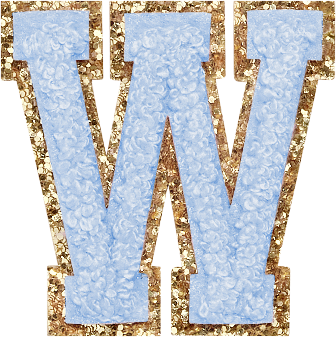 Periwinkle Glitter Varsity Letter Patches