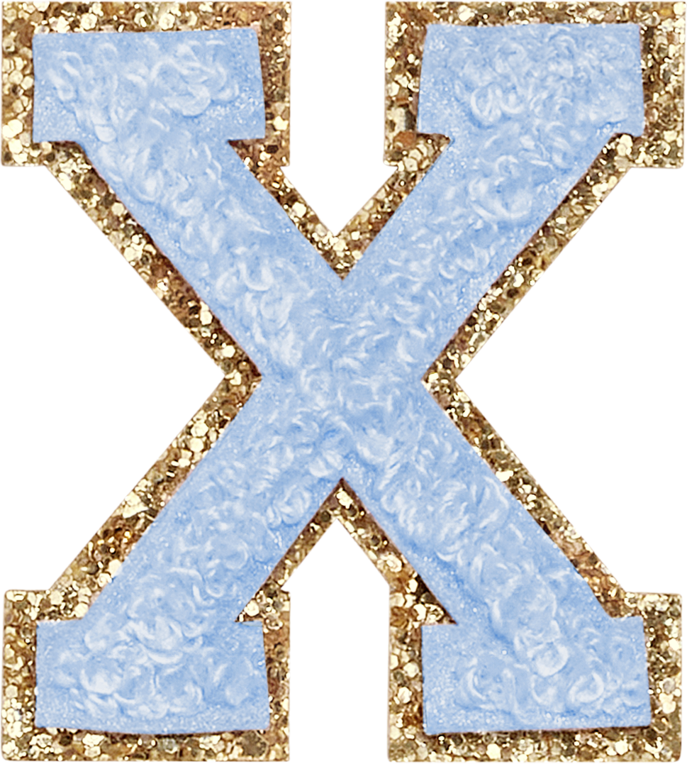 Periwinkle Glitter Varsity Letter Patches