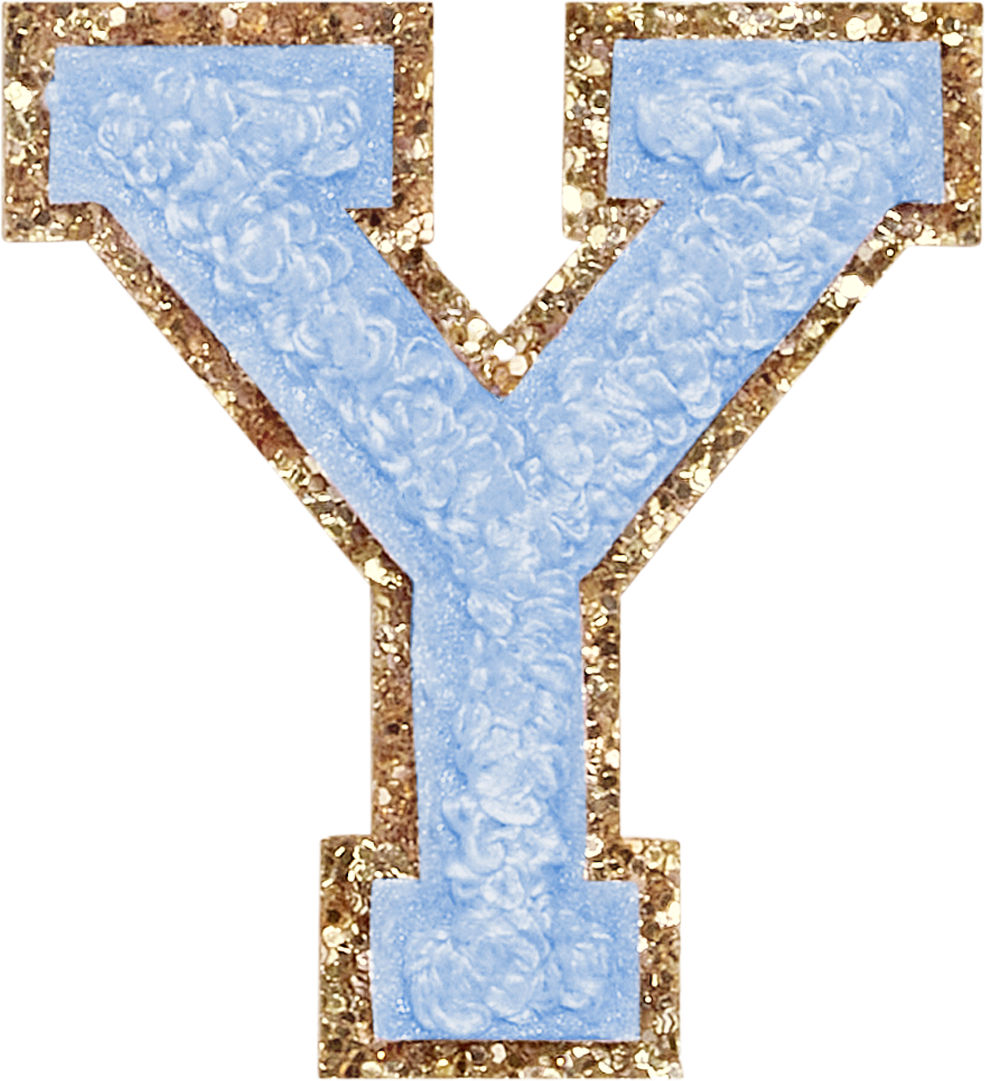 Periwinkle Glitter Varsity Letter Patches