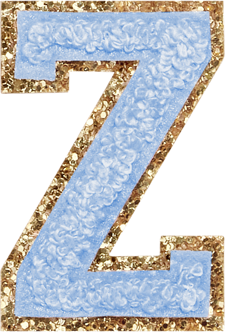 Periwinkle Glitter Varsity Letter Patches
