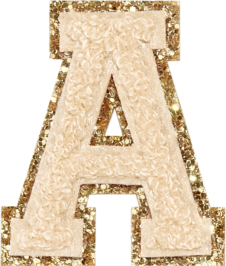 Sand Glitter Varsity Letter Patches