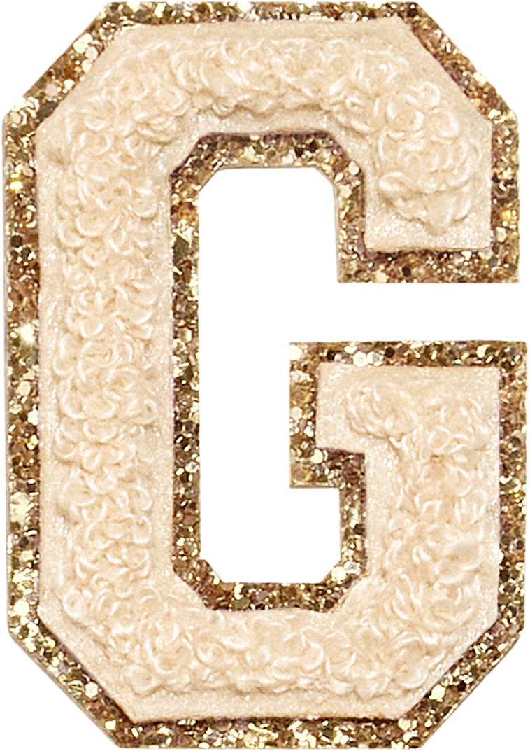Sand Glitter Varsity Letter Patches