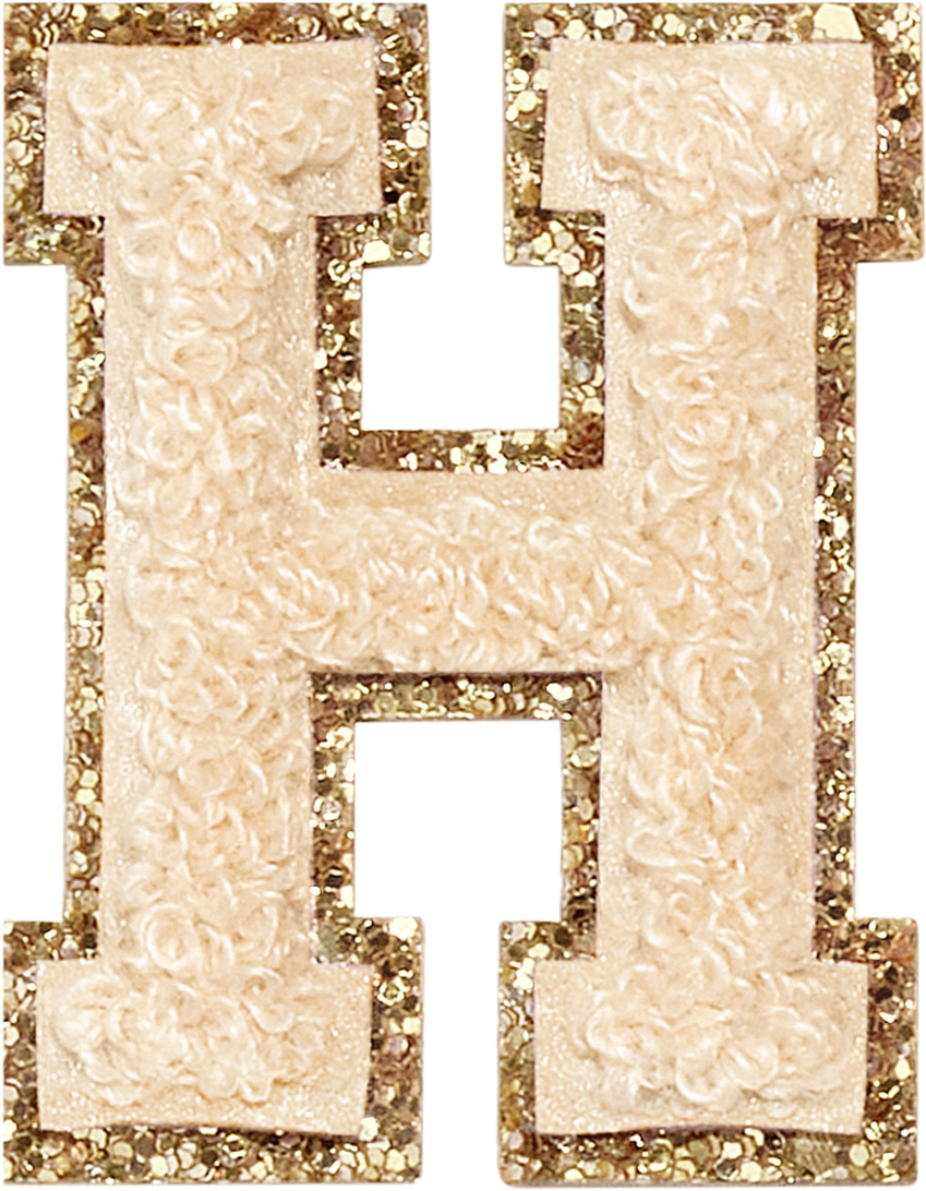 Sand Glitter Varsity Letter Patches