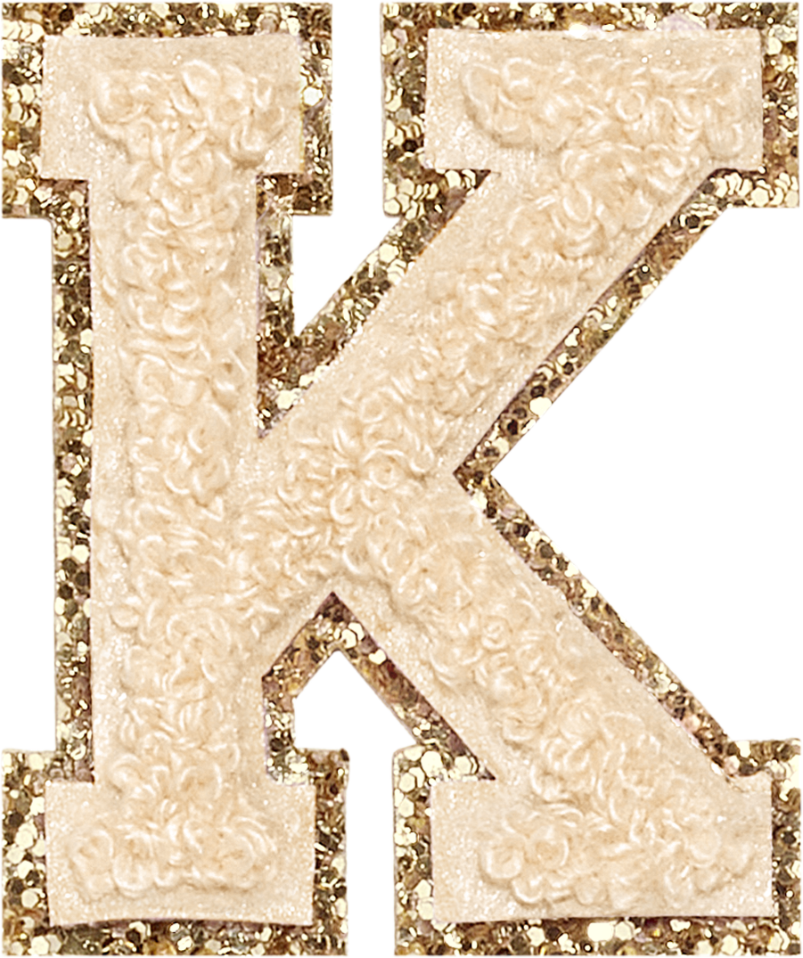 Sand Glitter Varsity Letter Patches