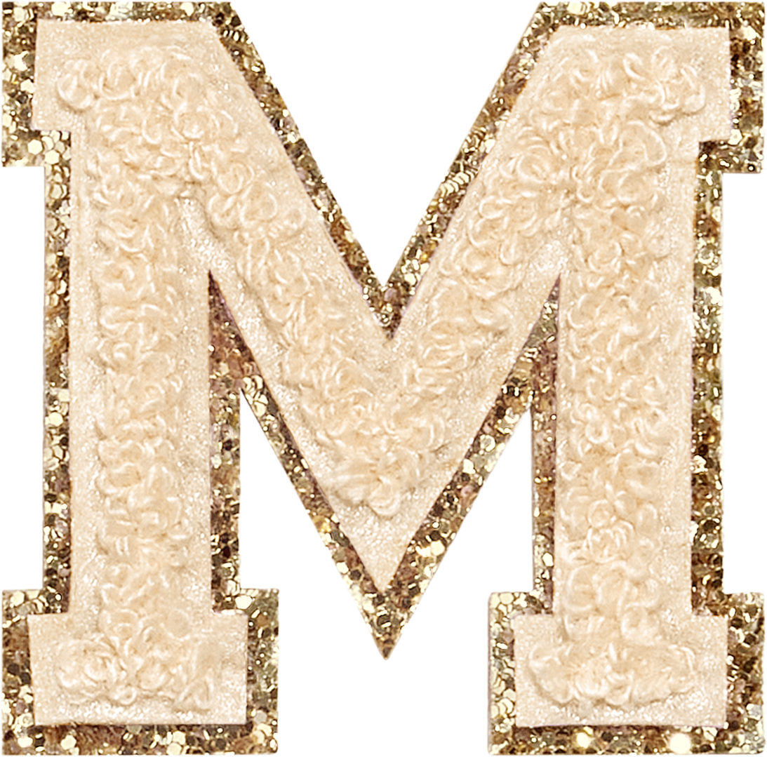 Sand Glitter Varsity Letter Patches