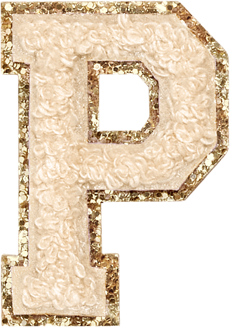 Sand Glitter Varsity Letter Patches
