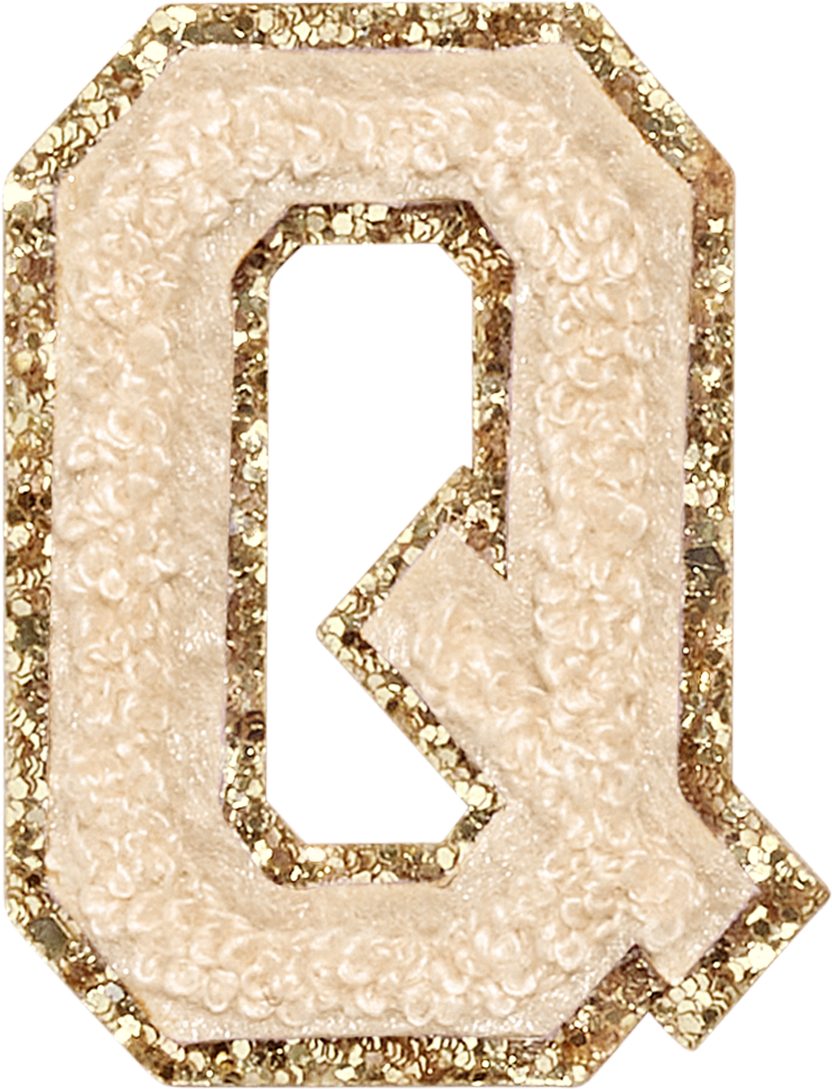 Sand Glitter Varsity Letter Patches