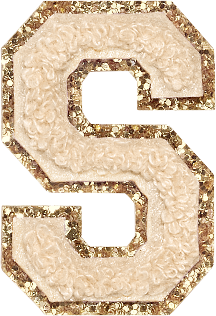 Sand Glitter Varsity Letter Patches