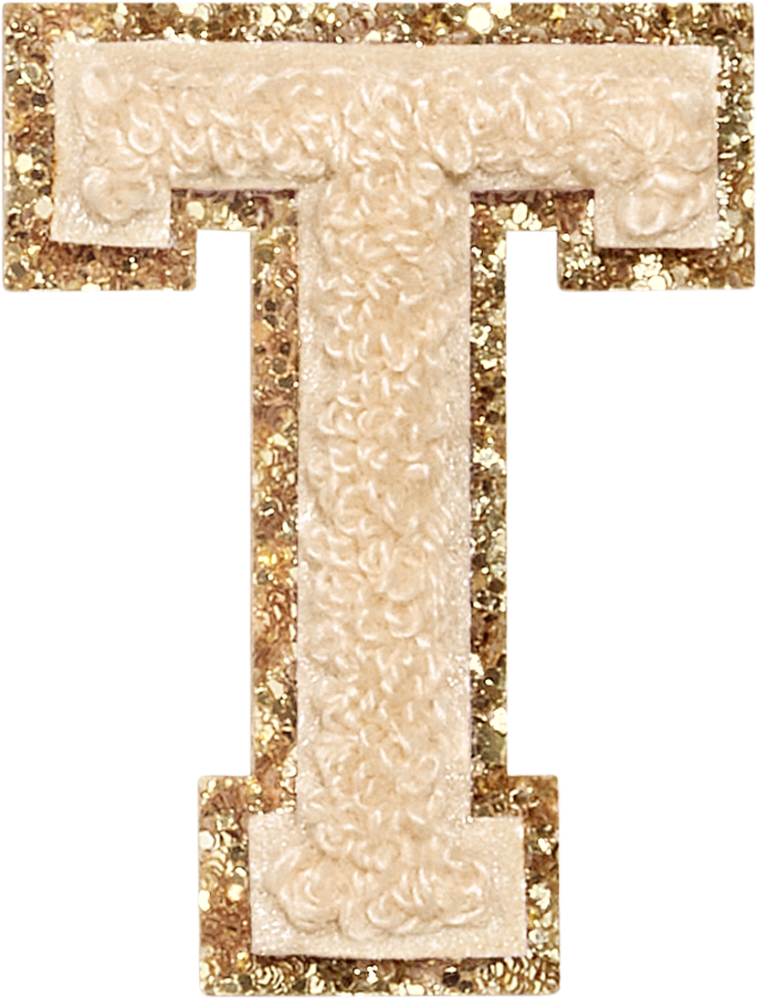 Sand Glitter Varsity Letter Patches