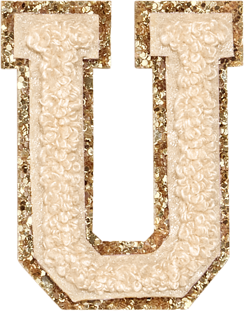Sand Glitter Varsity Letter Patches